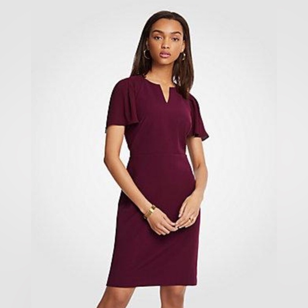 Ann Taylor Elegant Burgundy Dress Size 0 Petite